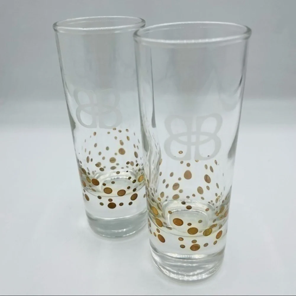 Tall Shot Glasses Baileys Irish Cream Gift | 2 oz - 2 pc Set | Clear / Gold